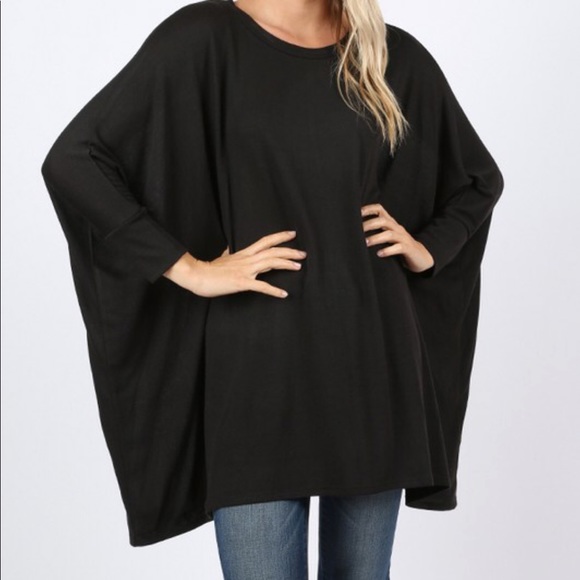 Black oversized loose fit  knit tunic - Picture 2 of 8